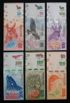 ARGENTINA - SÉRIE COM 6 NOTAS DIFERENTES DE FAUNA - FE