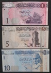 LIBIA - 3 NOTAS DIFERENTES EM SÉRIE - FE