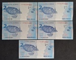 5 NOTAS DE 2 REAIS COM LETRAS DIFERENTES - FE