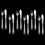Conjunto de talheres para peixe em metal EPNS A1. Contém: 12 peças sendo: 6 garfos e 6 facas.