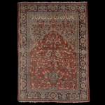 Tapete persa Tabriz de oração medindo 180 x 302 cm.
