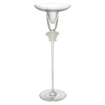 ROSENTHAL Design da MAISON VERSACE. Modelo Medusa Lumiere - Castiçal em cristal transparente com motivo de cabeça de Medusa em alto relevo. Peças assinadas. 26 x 10 cm.