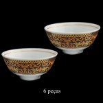 PAUL WUNDERLICH (German 1927-2010) For VERSACE. Modelo Barocco. Manufatura by Rosenthal  Set de 6 bowls em porcelana alemã. Peças assinadas. Marca da manufatura no verso das peças. 5 x 10 cm.