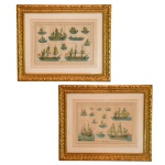BERNARD DIREXIT. Séc. XIX  Marine. Pendant de gravuras. 26 x 36 cm (MI). 47 x 54 cm (ME). PL 144 / PL 162.