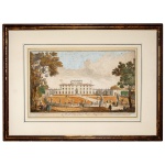 Itália. Séc. XIX - La Real Villa dela il Pioggio Imperiale. Aquarelada a mão. 30 x 48 cm (MI). 53 x 72 cm (ME).