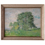 Assinatura localizada, porém, não Identificada - Paisagem de Duque de Caxias. Ass cid. 32 x 40 cm (MI). 40 x 48 cm (ME).