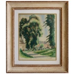 ANDRÉ DIGNIMONT (Paris, 1891-1965) - Paisagem Rural com Árvores e um Caminho. Aquarela. Ass. cid. 48 x 40 cm (MI). 75 x 66 cm (ME). Moldura em madeira. Ilustrador, pintor e gravurista. Artista com cotação internacional