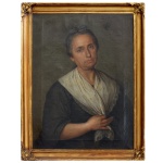 Escola Europeia. Século XIX - Figura Feminina com Vestimentas Clássicas. Óleo s/ tela. 73 x 54 cm (MI). 85 x 66 cm (ME).