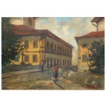 FRANCISCO CÉA (1908-?)  Casarão de Ouro Preto. Óleo s/ tela. Ass, localizado e datado, Ouro Preto, 1959, cid. 96 x 65 cm. Obra sem moldura, Pintor. Recebeu medalha de Bronze no Salão Nacional de Belas Artes, Rio de Janeiro, com Mercado Municipal e Domingo na Quinta, em 1954.