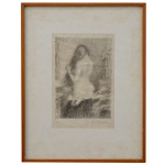 ERNEST LAURENT (Gentilly, 1859 - Bièvres, 1929) - "Sicily" - Figura Feminina de costas em um estilo íntimo, típico do simbolismo francês. Litografia. Ass. cid. 26 x 17 cm (MI). 44 x 33 cm (ME). Pintor e gravador francês.