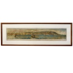 FRIEDRICH SALATHÉ - Panorâmica de Salvador, Bahia, Obra publicada em Paris por "Rittier et Goupil", localizados na "Route de Montmartre 15". Retrata brilhantemente uma vista histórica da Baía de Todos os Santos e da cidade de Salvador no século XIX. O artista, é conhecido por suas representações detalhadas de paisagens brasileiras da época. 22 x 100 cm (MI). 40 x 120 cm (ME).
