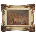 Cena Domésticas Típicas da Época. Crystoleum (é um método vitoriano de colorir fotografias, popular entre cerca de 1880 e 1910, que envolve a transferência de uma impressão em albumina para o interior de um vidro). 20 x 27 cm (MI). 32 x 40 cm (ME). Obras frequentemente montadas em molduras opulentas, muito populares na decoração vitoriana.