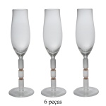 Conjunto de 6 taças de espumante em vidro translúcidos com haste de esferas, Design moderno e sofisticado  23 cm.