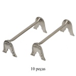 Conjunto de 10 suportes para talher em metal prateado.  Laterais na forma de arco.