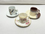 Lote de 3 xícaras de café para colecionador em porcelana.