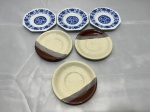 Lote de 6 pires de café diversos em porcelana. Medindo o maior 12cm de diâmetro.
