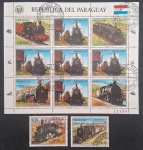 PARAGUAI - TREM - BLOCO E MAIS 2 SELOS - CARIMBADO - MINT
