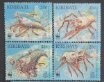KIRIBATI - LAGOSTA - 4 SELOS - 1 COM PONTOS DE OXIDO E 3 MINT