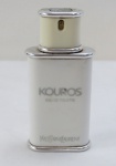 Um frasco de perfume de marca francesa, sendo Kouros, Eau de toilette, 100 ml, aberto vendido sem atestar.