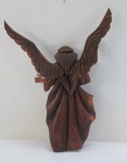 Antiga imagem esculpida em madeira entalhada e policromada representando Ancanjo Miguel. Perdas nos dedos das mãos. Med. 25 cm altura.