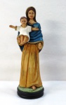 Arte sacra: Nossa Senhora do Carmo com Menino Jesus, imagem em estuque policromado. Med. 31 cm altura.