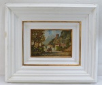 ANGELO CANONE ,( 1899-1992 ) "Vilarejo" - ,óleo sobre eucatex, emoldurado, assinado no C.I.E. Medidas 56 x 66 cm com moldura e 22 x 32 cm sem moldura.