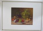 ALBERTO SIMÃO-" Natureza Morta" ,óleo sobre tela, emoldurado, assinado no C.I.D., assinado e datado no verso 1992. Medidas 70 x 96 cm com moldura e 43 x 50 cm sem moldura.