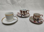 Lote de 3 xícaras de café em porcelanas diversas para colecionador.