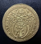 Moeda Estrangeira, Estado Papal, Pio VII, Valor 1 Doppia, Ano 1802, Ouro, Peso 5,4 g, Diâmetro 23 mm, Soberba.