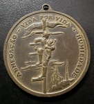 Medalha Comemorativa, Associação Humanitária dos Bombeiros Voluntários de São João da Madeira - Bodas de Ouro, Ano 1928/1978, Bronze, Muito Bem Conservada.
