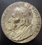 Medalha Comemorativa, PAPA JOÃO PAULO II,  Venezuela  em Janeiro de 1985, Bronze Prateado, Peso 102 g, Diâmetro 60 mm, Muito Bem Conservada.