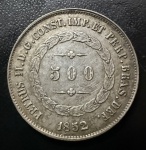 Moeda Brasileira, Império, Valor 500 Reis, Ano 1852, 1º Tipo, Prata, Peso 6,3 g, Diâmetro 25,5 mm, Soberba.