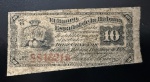 Cédula Estrangeira, Banco Espanhol de Havana - CUBA, Valor 10 Pesos, Data 15 de Maio de 1896, Bem Circulada.