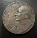 Medalha Comemorativa, Imperador D.Pedro I e Presidente Medici, Taça Independência do Brasil / Confederação Brasileira de Desportos, Ano 1972, Bronze, Flor de Cunho.