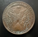 Medalha Comemorativa, Estrada de Ferro D.Pedro II / Túnel Grande Data 29 de Março de 1858 - Estrada de Ferro Central do Brasil (Cinquentenário), Ano 1908, Gravador Carneiro, Bronze, Muito Bem Conservada.