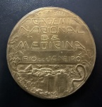 Medalha Comemorativa, 1º Centenário da Academia Nacional de Medicina - Rio de Janeiro, Ano 1929, Gravador J.Soubre, Bronze, Flor de Cunho.