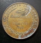 Medalha Comemorativa, Candelária - Inauguração do Templo, Data 1898, Gravador Girardet, Peso 23 g, Diâmetro 41 mm, Bronze, 100 Peças Cunhadas, Flor de Cunho.