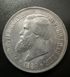 Moeda Brasileira, Império, 3º Sistema Monetário, 4º Tipo, Valor 2000 Reis, Ano 1889, Prata, Peso 25 g, Diâmetro 37 mm, Soberba/FC.