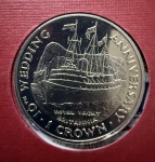 Moeda Comemorativa, 10º Aniversário do Casamento do Príncipe Charles e da Princesa Diana, GIBRALTAR, Valor 1 Coroa, Ano 1991, Metal Níquel, Peso 28g, Diâmetro 38mm, Encarte Original, Flor de Cunho.