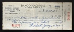 Cheque Antigo, BNMG - Banco Nacional de Minas Gerais, Agência Leblon - RJ, Série J, Data 10 de Abril de 1958, Muito Bem Conservada.