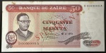 Cédula Estrangeira, ZAIRE, "Specimen", Valor 50 Makuta, Data 30/06/1973, com Manchas - Flor de Estampa.