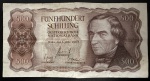 Cédula Estrangeira, ÁUSTRIA, Valor 500 Schilling, Data 01/07/1965, Muito Bem Conservada.