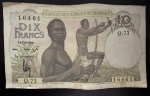 Cédula Estrangeira, BANQUE de L' ÁFRICA OCIDENTAL, Valor 10 Francos, Data 30/12/1949, Muito Bem Conservada.