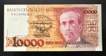 Cédula Brasileira, Série A4172...., Primeira Série com as Chancelas Mailson da Nóbrega/Wadico Bucchi, Valor 10.000 Cruzados com Carimbo de 10 Cruzados Novos, Ano 1989, Efígie Carlos Chagas, Flor de Estampa.