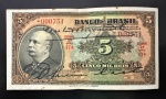 Cédula Brasileira, Banco do Brasil, Duas Chancelas, Valor 5 Mil Reis, 2ª Estampa, Ano 1930, MBC/Soberba.