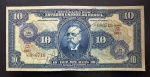 Cédula Brasileira, República, Autografada, Valor 10 Mil Reis com Carimbo de 10 Cruzeiros, Período de Circulação 1942/1955, Soberba.