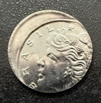 Rara Moeda Brasileira, Erro de Cunhagem, BONÉ, Valor 2 Centavos, Ano 1969, Aço Inox, Flor de Cunho.