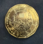 Moeda Estrangeira, MÉXICO, Comemorativa a Copa do Mundo FIFA 2026 - Tripla Sede do Mundialito, Defesa do Goleiro, Bimetálica, Valor 20 Pesos, Ano 2026, Flor de Cunho.