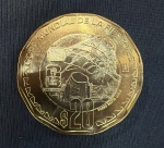 Moeda Estrangeira, MÉXICO, Comemorativa a Copa do Mundo FIFA 2026 - Tripla Sede do Mundialito, O GOL - Bola na Rede, Bimetálica, Valor 20 Pesos, Ano 2026, Flor de Cunho.