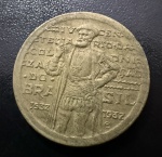 Moeda Brasileira, República, Valor 1000 Reis, Ano 1932, Comemorativa ao 4º Centenário de São Vicente, Bronze Alumínio, Soberba.